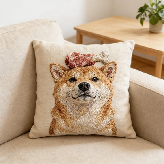 BAOPAI Pillow Cover with Cute Dog Imitation Embroidery Soft Short Lint Fabric for Home Decor Durable and Easy to Clean