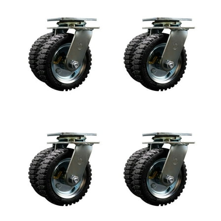 6 Inch Dual Pneumatic Wheels Swivel Caster Set with Ball Bearings SCC