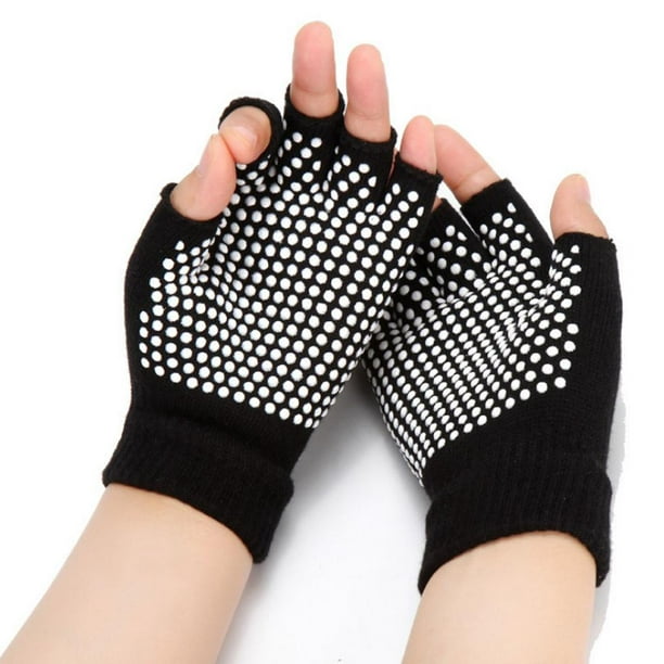 Yoga Gloves Half with Beads - Black, as described 