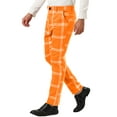 thumbnail image 5 of INSPIRE CHIC Men's Plaid Dress Pants Slim Fit Checked Printed Trousers 36 Orange, 5 of 6