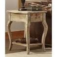 thumbnail image 3 of Alaterre Furniture Rustic Solid Wood End Table with Drawer and Shelf, Driftwood Finish - Accent Furniture with Queen Anne Legs, Natural, 3 of 7