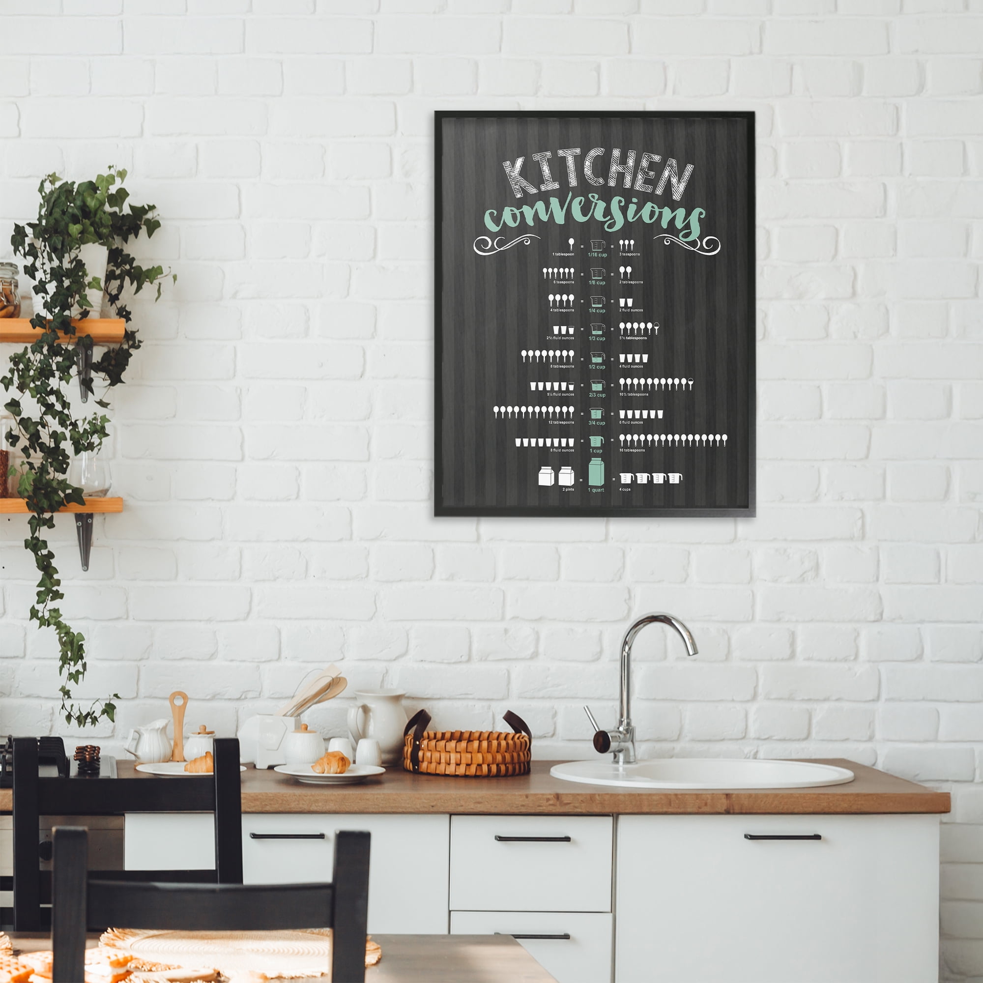 Kitchen Conversions Black & Green Black Framed Giclee Art, design by Lettered and Lined
