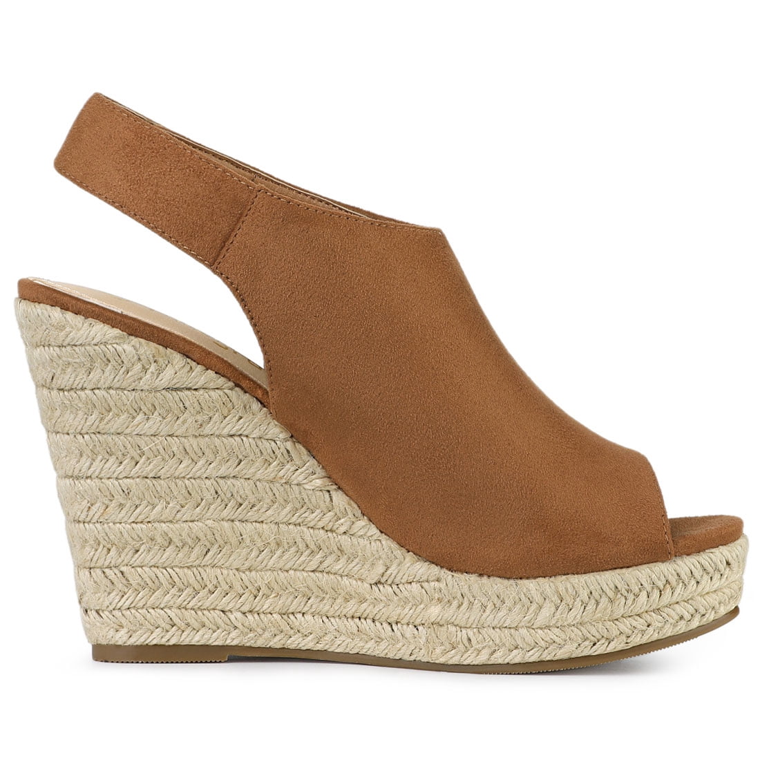 DARING DIVA Slingback Platform Wedges Heel Espadrille Wedge Sandals Brown 9