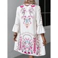 thumbnail image 5 of EASYBRAUS Women V Neck Lace Print Summer Dress Casual Floral Flare Sleeve Short Dress, 5 of 6