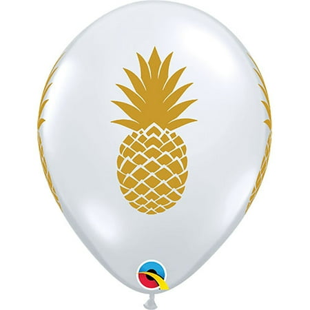 11 inch Qualatex Pineapple - Diamond Clear Latex Balloons (6 Pack) - Party Supplies Decorations