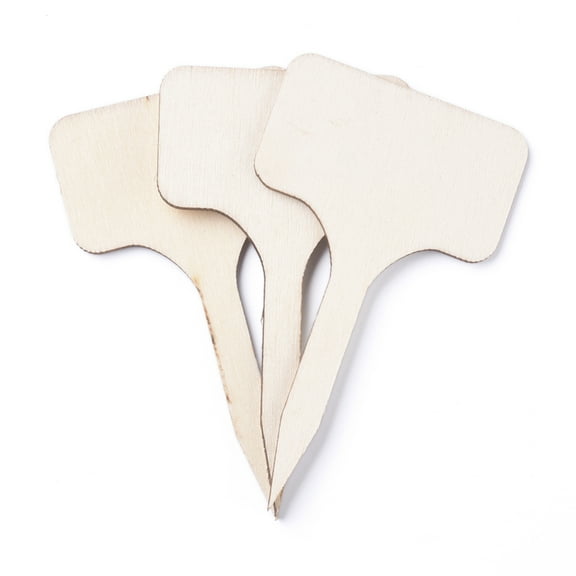 50 pc Aspen Wood Plant Labels T-Type Markers for Garden Potted Plants BurlyWood 100.5x57x2.5mm