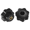 thumbnail image 1 of Uxcell 2-Pack 7 Pomos Estrella, Rosca Hembra M6 31mm Cabeza de Siete Puntas con Agujero Pasante Agarre de Sujeción [Negro], 1 of 6