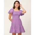 thumbnail image 3 of Moomaya Chic Cotton Dress For Women, Short Layered Sleeve Tiered Summer Dress, 3 of 9