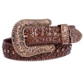 thumbnail image 2 of Western Cowgirl Rhinestone Studded Faux Alligator Leather Belt, 2 of 4