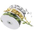 thumbnail image 2 of Miangastore Leaf Design Wrapping Ribbons Silver Cloth 3 Rolls 1000.00X2.00X0.20Cm For Diy Craft, 2 of 8