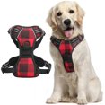 thumbnail image 1 of Dog Harness L Red Checks Arnais Anti Traction Reflective Adjustable Vest for Large Dogs, Tie in Front Leash Hook for Car Ride American Staff Border Collar Red Tiles, 1 of 5