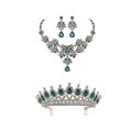 thumbnail image 3 of 1 juego de collar y pendientes con corona de novia Yashi joyería elegante verde, 3 of 5