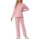 thumbnail image 2 of INSPIRAR CHIC Conjunto de Pijamas para Mujeres, Parte Superior de Manga Larga con Botones y Pantalones, Juego de Pijamas a Juego de Dos Piezas para Navidad, Talla M, Rosa Claro, 2 of 6