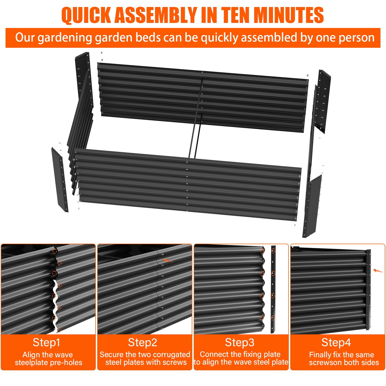 Raised Garden Bed 6×3×2ft, Large Outdoor Galvanized Metal Planter Box, 271 Gallon Capacity Garden Bed Kit for Vegetables, Fruits, Flowers & Herbs