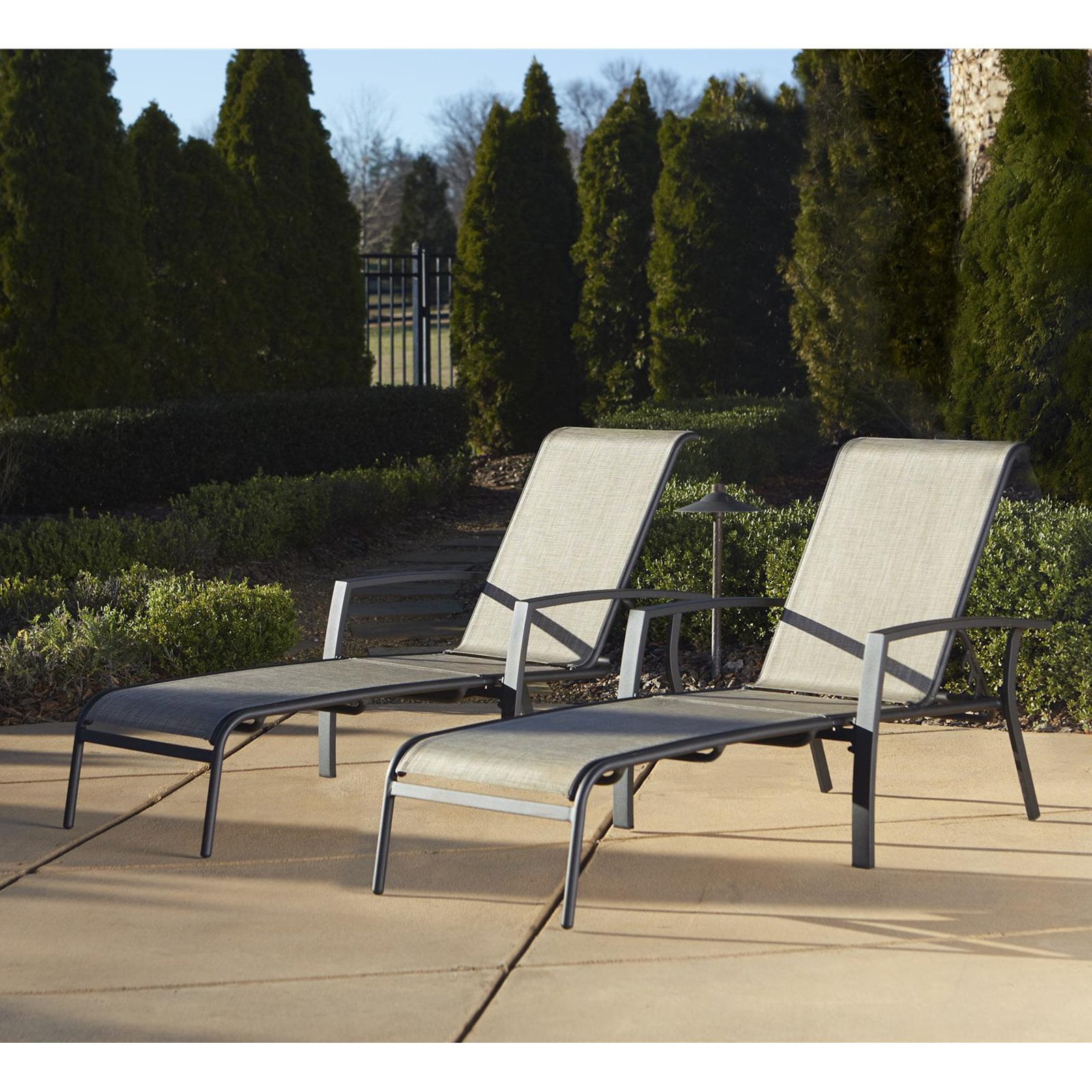 Cosco Outdoor Adjustable Aluminum Chaise Lounge Chair Serene Ridge Set, 2 Pack, Dark Brown by Cosco