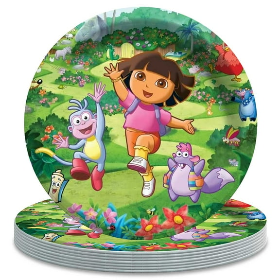 Dora The Explorer Birthday Decorations Plates Party Supplies Tableware Disposable Dinnerware