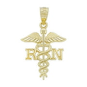 Charm America - Gold Registered Nurse RN Charm - 10 Karat Solid Yellow Gold