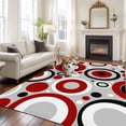 thumbnail image 2 of Red Grey Abstract Area Rugs 8'x10', Washable Small Throw Rugs for Living Room Patio, Modern Geometric Polka Dot Indoor Outdoor Rug Non-Slip Low Pile Carpet Runner Reversible Floor Mats, 2 of 8