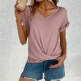 thumbnail image 3 of Uooqdmx Twist Front Tops for Women, Front Knot Tops for Women, Lightweight Tops & Blouses, Front Tie Tops for Women, Womens Shirts Dressy Casual, Pink L, 3 of 6