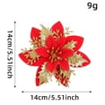 thumbnail image 2 of Artificial Christmas Flowers, 12 Piece 5.51inch Glitter Poinsettias Xmas Tree Decoration Ornaments, Red Gold Christmas Flower for DIY Wreath Garland Holiday Home Party Wedding New Year Decor, 2 of 8