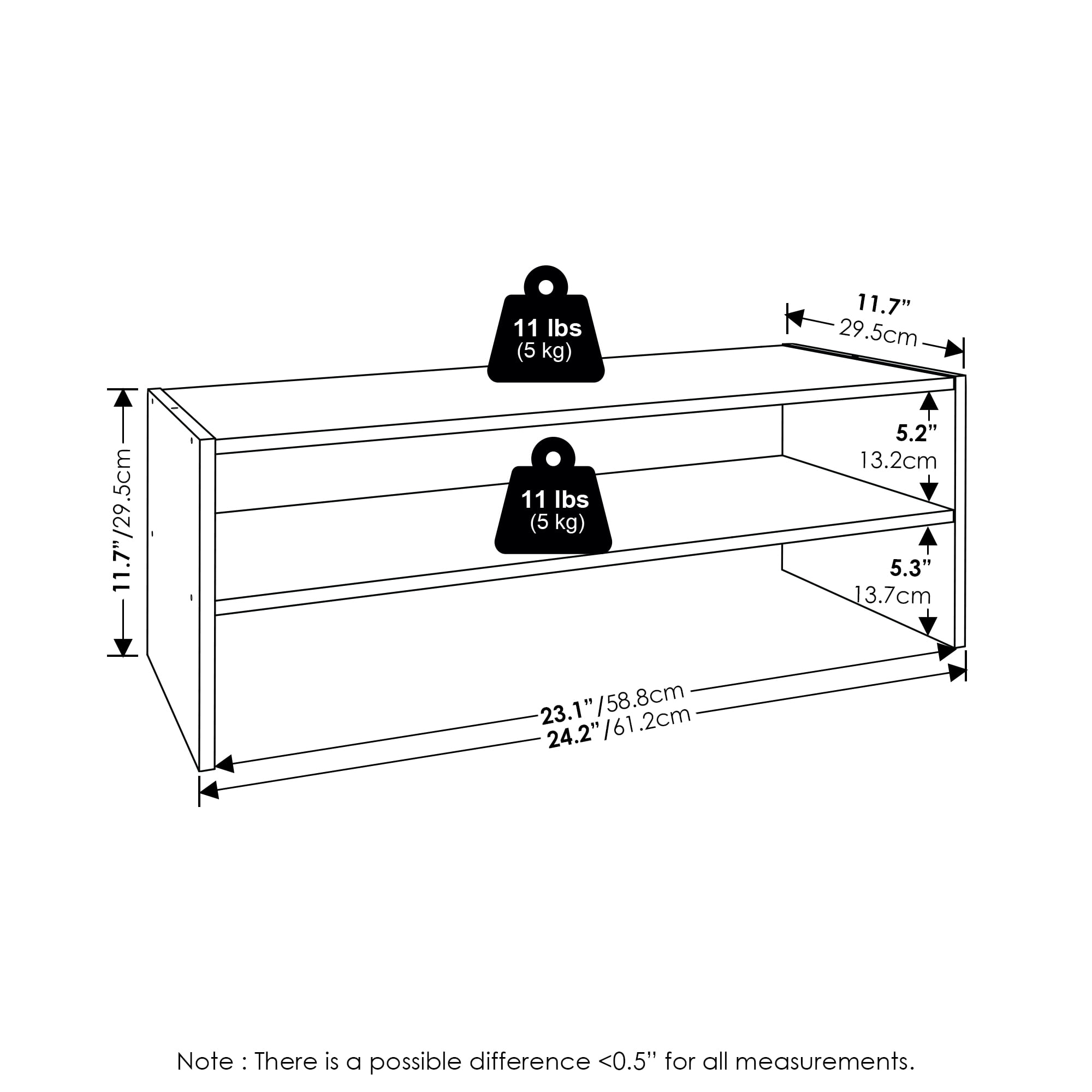 Furinno FANO 24-Inch Stackable Shoe Rack for Closet Entryway Black Dark Oak