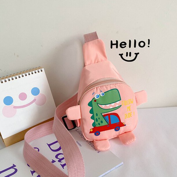 Bolso de dinosaurio de dibujos animados para niños, mochila de viaje al aire libre para preescolar, bolso cruzado de hombro para niños y niñas QYM unisex