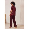 thumbnail image 5 of Ekouaer Satin Pajama Set Womens Silk Short Sleeve V Neck Shirt with Long Pant Soft Loungewear Pjs Set, 5 of 6