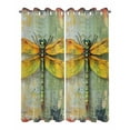 thumbnail image 2 of nqOlkjepod Outdoor Curtains for Patio Waterproof, Country Dragonfly Outdoor Privacy Panels Grommet, Retro Oil Painting Wooden Grain Blackout Outside Curtains for Porch/Cabana 54"x84", 2 Panels, 2 of 8