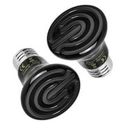 Simple Deluxe 25W Mini Ceramic Heat Emitter Reptile Heat Lamp Bulb No Light Emitting Brooder Coop Heater for Amphibian Pet & Incubating Chicken, 2-Pack