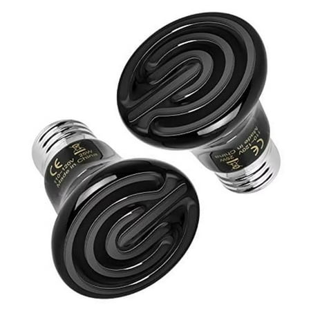 Simple Deluxe 25W Mini Ceramic Heat Emitter Reptile Heat Lamp Bulb No Light Emitting Brooder Coop Heater for Amphibian Pet & Incubating Chicken, 2-Pack