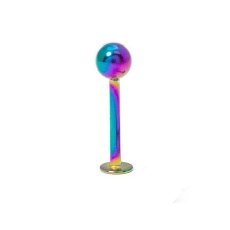Rainbow Titanium Anodized - Labret Stud jewelry rainbow Anodized Titanium with bead 14g 8mm 5/16