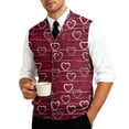 thumbnail image 6 of Valentines Day Men's Sweater Vest Heart Pattern V-Neck Button Sleeveless Cardigan Vest Sweater, 6 of 7