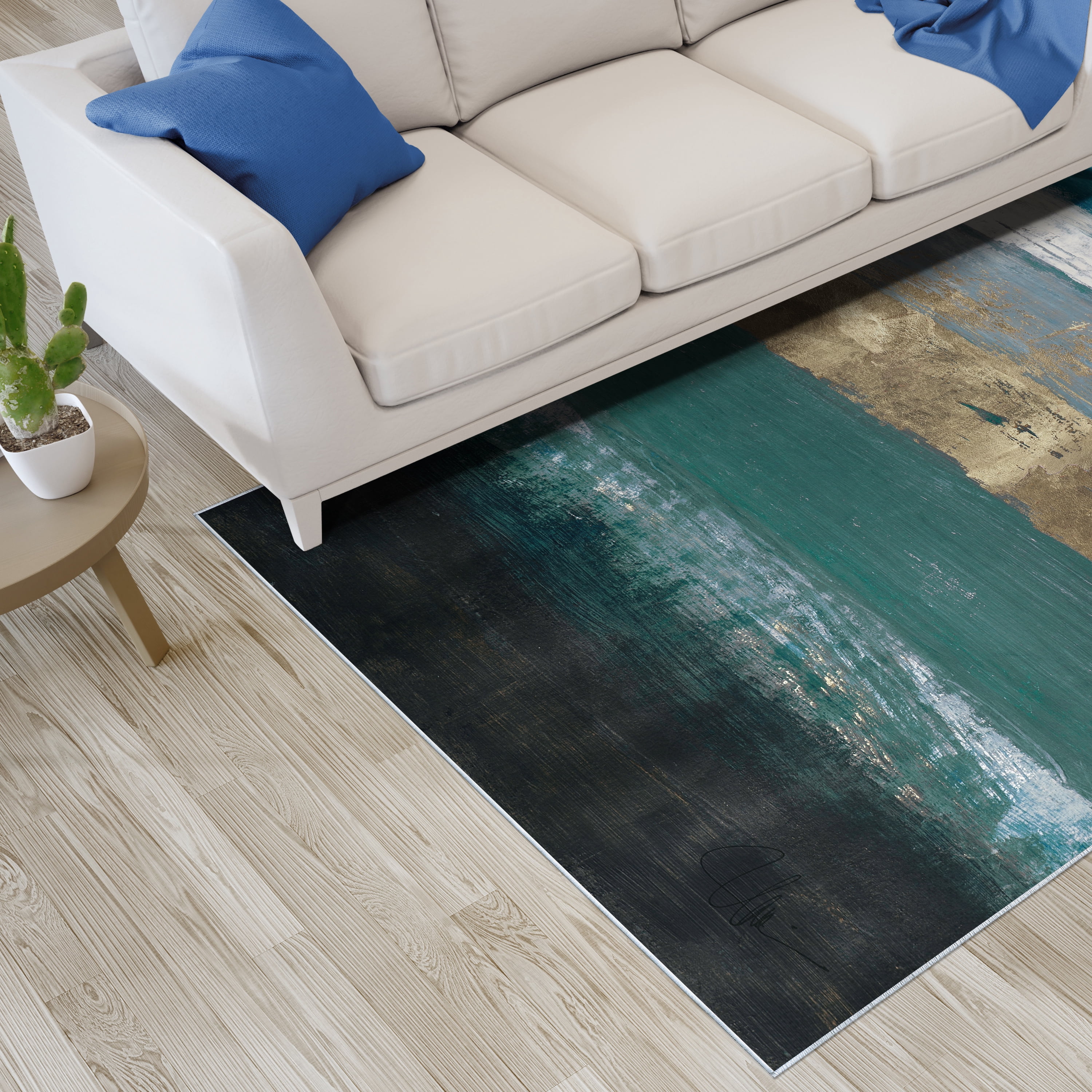 Horizons Across the Blue Washable Color Block Art Area Rug size 5'x8'