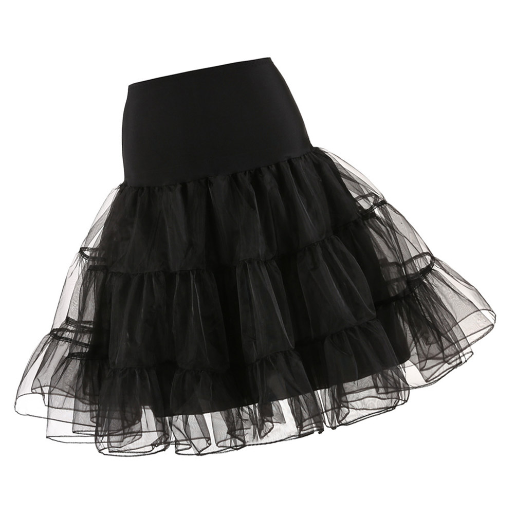 Black Women Hoopless Petticoat Retro Underskirt Tutu Skirt Crinoline ...