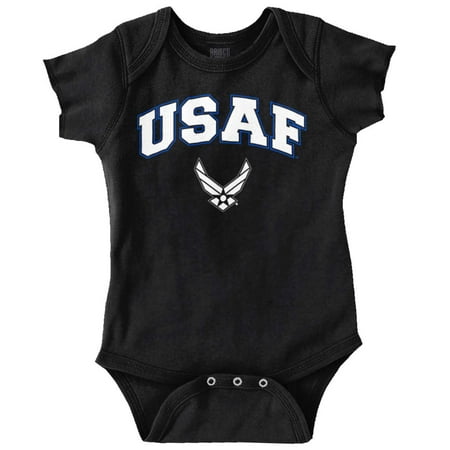 

US Air Force USAF Wing Emblem Romper Boys or Girls Infant Baby Brisco Brands 12M
