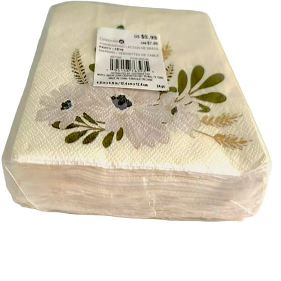 Thanksgiving Floral Paper Napkins 24ct - Celebrate It