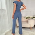 thumbnail image 5 of Women’s 2-Piece Soft Pajama Set Lace Trim Slim Fit Top with Ruffle Sleeves and Pants Loungewear Sleepwear, 5 of 5