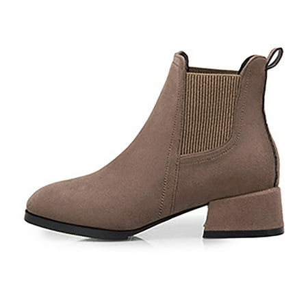

Ichuanyi Womens Shoes Clearance Women s Medium Tube Round Head Solid Side Pointed Toe Zipper Low Heel Short Boots Shoes