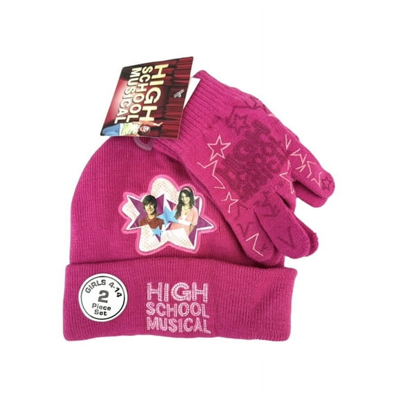 Disney High School Musical Girl's Hot Pink Beanie and Gloves Set