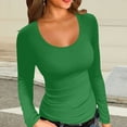 thumbnail image 5 of Women's Casual Fall Solid Color Long Sleeve Round Neck Blouse Shirt Top Loose Fit Tunic Pullover Soft Plain Tops for Business Casual Work Office Vacation Travel Outfits Fashion Essential Gift for Wom, 5 of 8