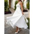 thumbnail image 6 of White Womens Sleeveless Square Neck A-Line Flowy Maxi Dress With Pockets And Back Tie Detail, 6 of 8