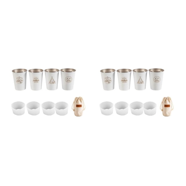 Naiovety Juego de 4 piezas de acero inoxidable, vaso de vino, taza de té, cerveza al aire libre, vasos de agua de 350ML, vajilla de viaje para Type4 NO4