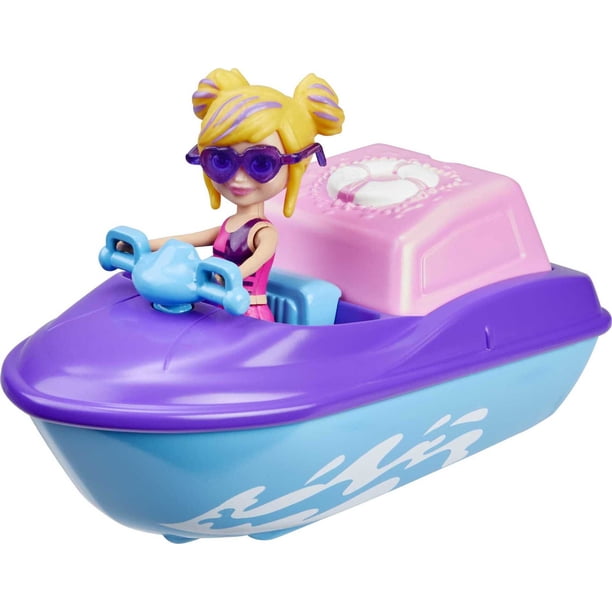 Polly Pocket Water Ski Splash Playset Pack with Boat, Doll
