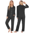 thumbnail image 2 of Ekouaer Couples Matching Pajamas Silk Long Sleeve Sleepwear Satin Soft Button Down Loungewear Pjs Set, 2 of 6