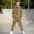 thumbnail image 2 of Uorisanigo Kids 2-piece Pullover Hooded Sweatshirt and Athletic Jogger Sweatpants Set Fall Outfits Casual Clothes Oversized Girls Boys Cheetah Leopard Print Sweatsuit Set, 2 of 7