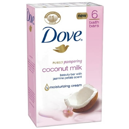 Dove Purely Pampering Beauty Bar, Coconut Milk with Jasmine Petals, 4oz bars, 6 ea (Pack of 4)