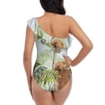 thumbnail image 5 of Sikiie Watercolor African Animals Wildlife Print Women One Piece Swimsuits Tummy Control One Shoulder Bathing Suits Ruffle Swimwear, From S to XXL-XX-Large, 5 of 6