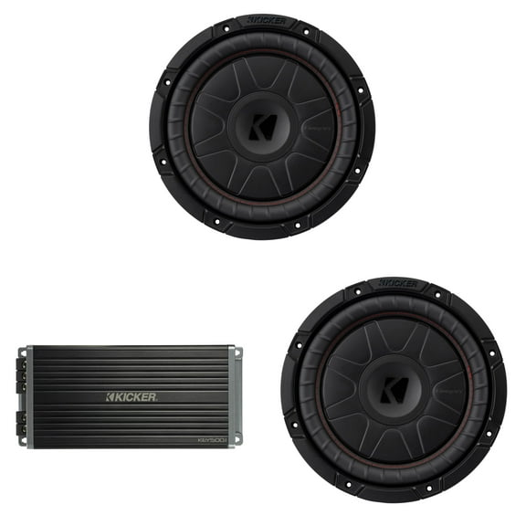 Kicker 10 Inch CVT Thin Woofer Includes (2) 52CVT104 Package with 47KEY5001 Amplifier