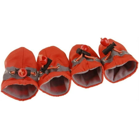 Pet Boots 4Pcs/Set Dog Cat Winter Warm Rain Boots Protective Pet Sports Anti-Slip Shoes Pet Boots Orange 2