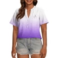 thumbnail image 2 of MLQIDK Plus Size Womens Tops Dressy Summer V Neck Tunic Shirts Gradient Graphic T-Shirt Long Sleeve Tops Loose Casual Blouses Light Purple 3XL, 2 of 4